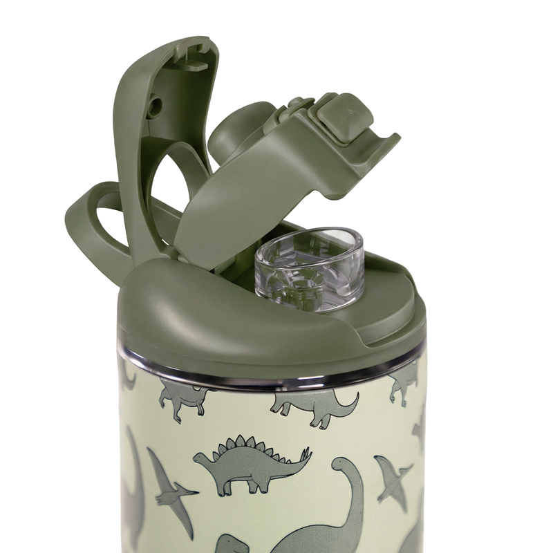 Ease2o 14oz | Leakproof 2-in-1 Kids Water Bottle with Straw & Chug Spout – Dinosaur