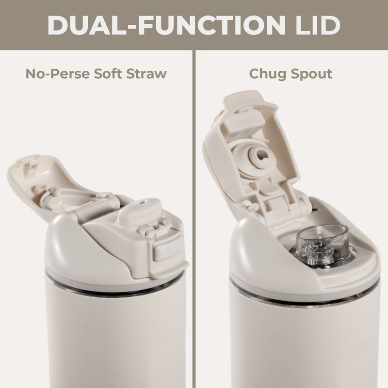 Ease2o 24oz | 2-in-1 Water Bottle with Soft Straw & Chug Spout – Linen